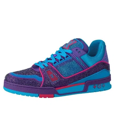 Pre-owned Louis Vuitton Trainers 'blue Purple With Crystals'