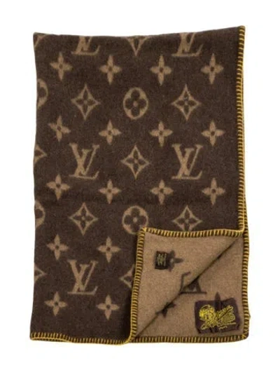 Pre-owned Louis Vuitton Traveling Requisites Monogram Throw Blanket In Brown