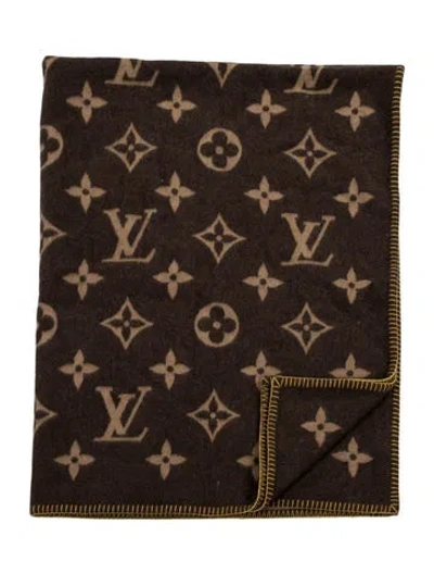 Pre-owned Louis Vuitton Traveling Requisites Monogram Throw Blanket In Brown