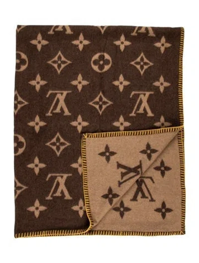 Pre-owned Louis Vuitton Traveling Requisites Monogram Throw Blanket In Brown
