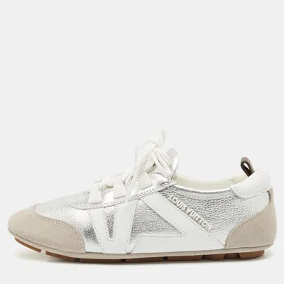 Pre-owned Louis Vuitton Tri Color Leather And Suede Sneakerina Low Top Sneakers Size 37 In Multi