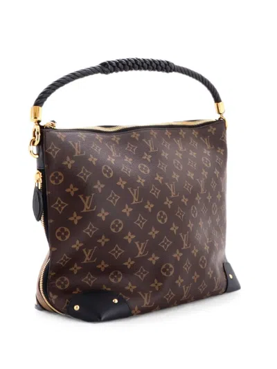 Pre-owned Louis Vuitton Triangle Softy Bag Reverse Monogram Canvas Hobo Bag In Brown