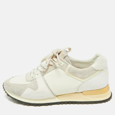 Pre-owned Louis Vuitton Tricolor Leather And Suede Run Away Lace Up Sneakers Size 37.5 In White