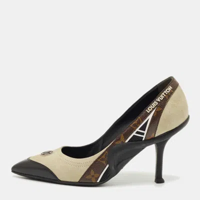 Pre-owned Louis Vuitton Tricolor Monogram Canvas And Suede Archlight Pumps Size 37 In Brown