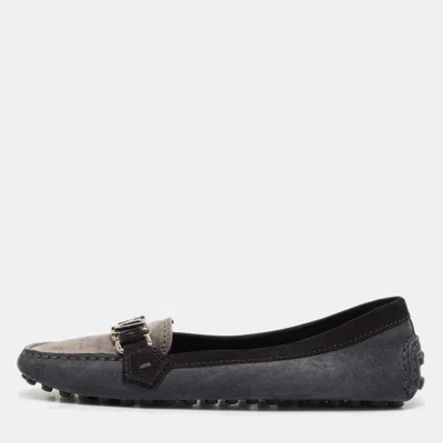 Pre-owned Louis Vuitton Tricolour Suede Oxford Loafers Size 39 In Black