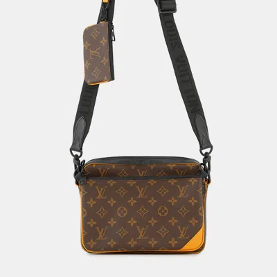 Pre-owned Louis Vuitton Trio Messenger Brown/orange/black Monogram Macassar Canvas
