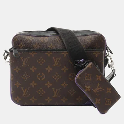 Pre-owned Louis Vuitton Trio Messenger Shoulder Crossbody Bag Monogram Macassar Lv In Brown