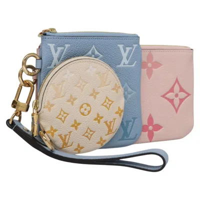 Pre-owned Louis Vuitton Trio Pouch Blue Leather Clutch Bag ()