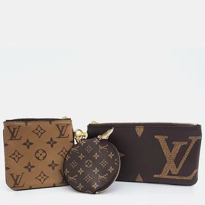 Pre-owned Louis Vuitton Trio Pouch In Brown