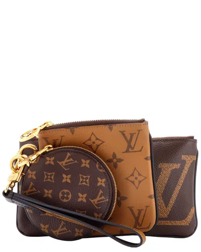 Pre-owned Louis Vuitton Trio Pouch Set Reverse Monogram Giant (authentic Pre-loved)