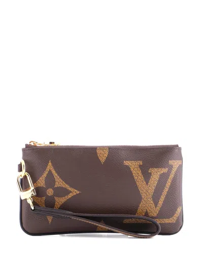 Pre-owned Louis Vuitton Trio Pouch Set Reverse Monogram Giant Clutch Bag In Brown