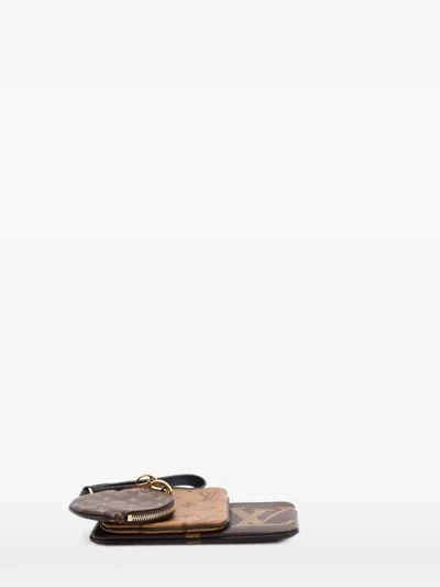 Pre-owned Louis Vuitton Trio Pouch Set Reverse Monogram Giant Clutch Bag In Brown