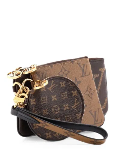 Pre-owned Louis Vuitton Trio Pouch Set Reverse Monogram Giant Clutch Bag In Brown
