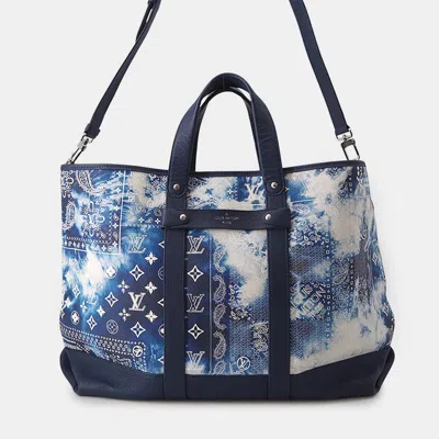 Pre-owned Louis Vuitton Trolley Tote Blue Monogram Bandana