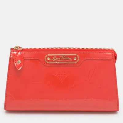 Pre-owned Louis Vuitton Trousse Orange Sunset Monogram Vernis Cosmetic Pouch