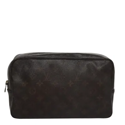 Pre-owned Louis Vuitton Trousse Toilette 28 Brown Canvas Clutch Bag ()