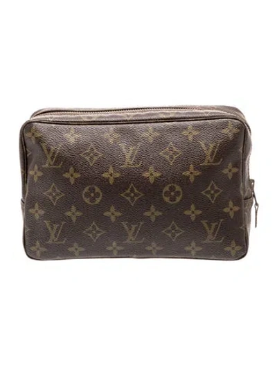 Pre-owned Louis Vuitton Trousse Toilette 28 Monogram Cosmetic Pouch In Brown