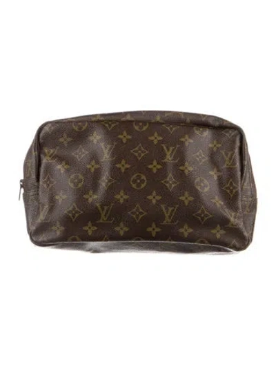 Pre-owned Louis Vuitton Trousse Toilette 28 Monogram Cosmetic Pouch In Brown