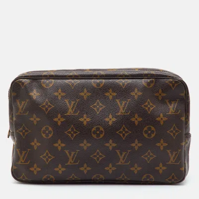 Pre-owned Louis Vuitton Trousse Toilette Brown Monogram Canvas Clutch