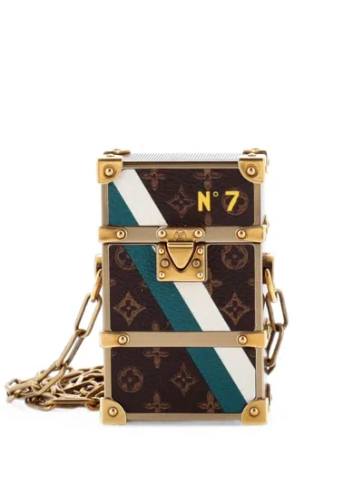 Pre-owned Louis Vuitton Trunk Box Pouch No.7 Trunk L'oeil Vintage Monogram Canvas Clutch Bag In Brown