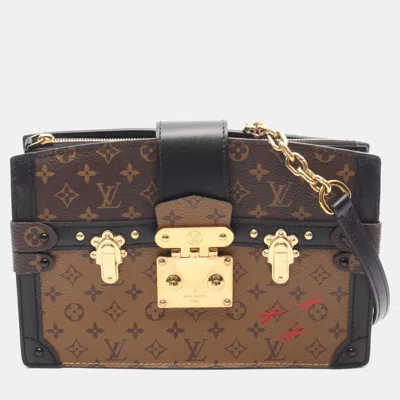 Pre-owned Louis Vuitton Trunk Clutch Shoulder Bag Coated Canvas And Leather Monogram Reverse Brown Black