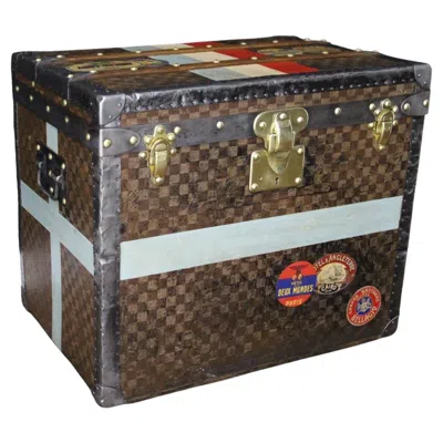 Pre-owned Louis Vuitton Trunk In Checkered Pattern, 60 Cm Damier  Hat Trunk In Brown