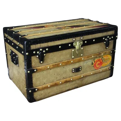 Pre-owned Louis Vuitton Trunk In Woven Canvas, 70 Cm  Steamer Trunk In Brown