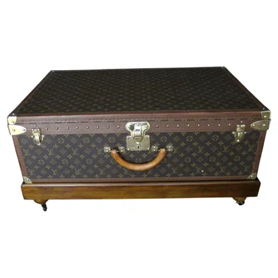 Pre-owned Louis Vuitton Trunk,  Suitcase, Vuitton Steamer Trunk, Alzer 80 In Brown