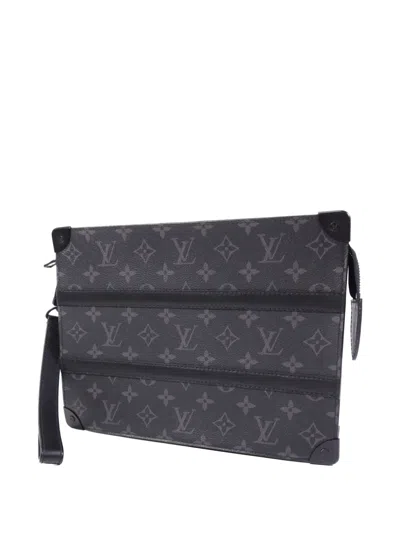 Pre-owned Louis Vuitton Trunk Pochette Monogram Eclipse Clutch Bag In Black