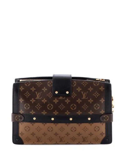 Pre-owned Louis Vuitton Trunk Reverse Monogram Canvas Clutch Bag In Black