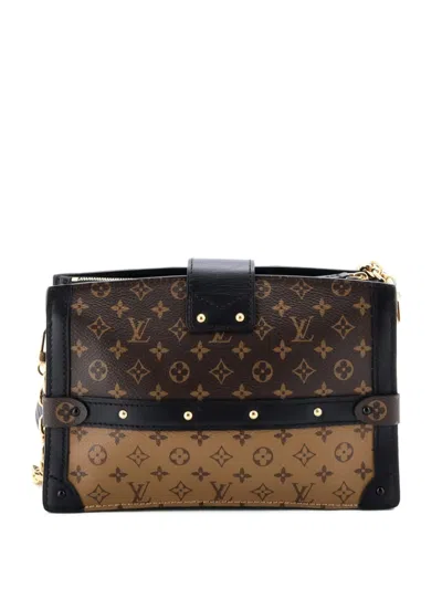 Pre-owned Louis Vuitton Trunk Reverse Monogram Canvas Clutch Bag In Black