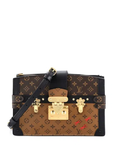 Pre-owned Louis Vuitton Trunk Reverse Monogram Canvas Clutch Bag In Black