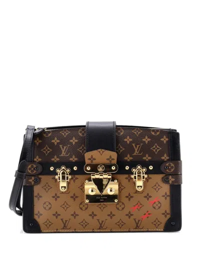 Pre-owned Louis Vuitton Trunk Reverse Monogram Canvas Clutch Bag In Black