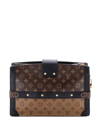 Pre-owned Louis Vuitton Trunk Reverse Monogram Canvas Clutch Bag In Brown