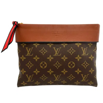 Pre-owned Louis Vuitton Tuileries Brown Canvas Clutch Bag ()