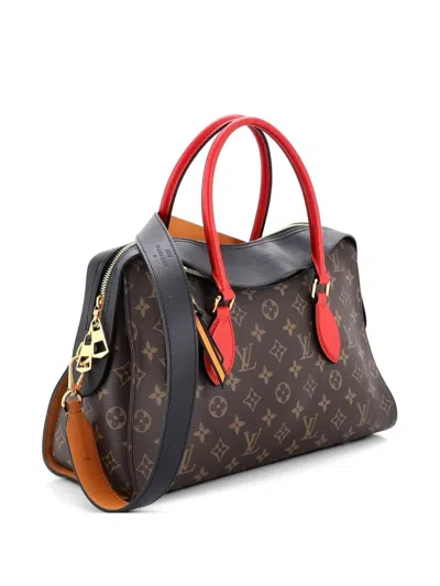 Pre-owned Louis Vuitton Tuileries Handbag Monogram Canvas With Leather Satchel In Black