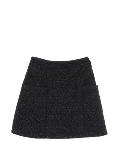 Pre-owned Louis Vuitton Tweed A-line Skirt In Black