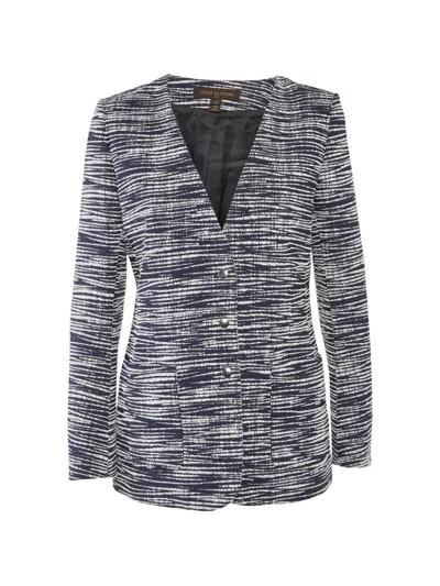 Pre-owned Louis Vuitton Tweed Button-front Jacket In Blue