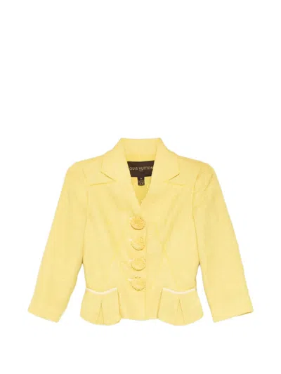 Pre-owned Louis Vuitton Tweed Cropped Blazer In Yellow