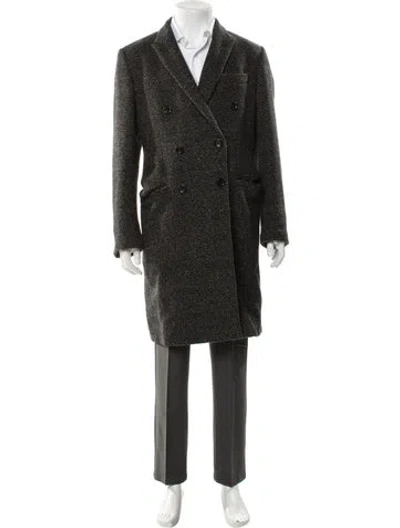 Pre-owned Louis Vuitton Tweed Pattern Overcoat In Gray