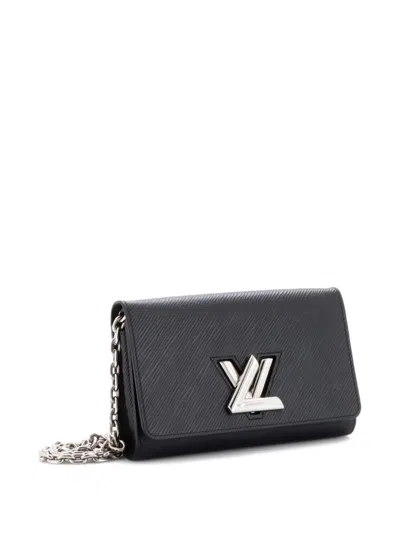 Pre-owned Louis Vuitton Twist Chain Wallet Epi Leather Crossbody Bag In Black