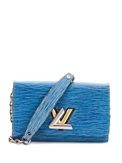 Pre-owned Louis Vuitton Twist Chain Wallet Epi Leather Crossbody Bag In Blue