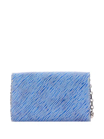 Pre-owned Louis Vuitton Twist Chain Wallet Limited Edition Pin Embellished Epi Leather Shoulder Bag In Blue