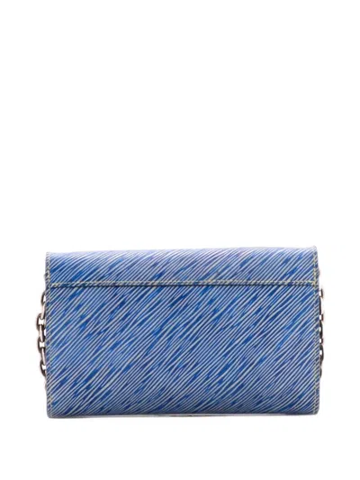 Pre-owned Louis Vuitton Twist Chain Wallet Studded Epi Leather Clutch Bag In Blue
