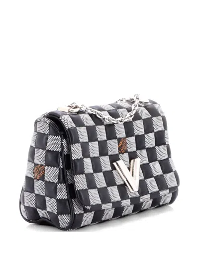 Pre-owned Louis Vuitton Twist Handbag Damier Quilted Calf Leather Bb Crossbody Bag In Black