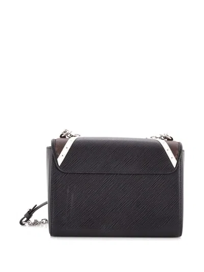 Pre-owned Louis Vuitton Twist Handbag Epi Leather With Monogram Canvas And Studded Leather Mm Crossbody Bag In Black