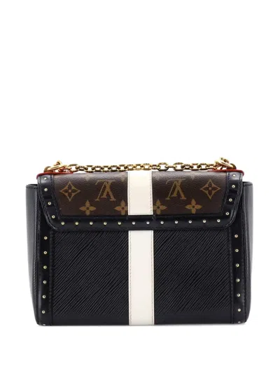 Pre-owned Louis Vuitton Twist Handbag Studded Epi Leather And Monogram Canvas Mm Crossbody Bag In Brown