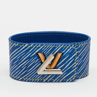 Pre-owned Louis Vuitton Twist It Size 17 Light Denim Epi Leather Bracelet In Blue