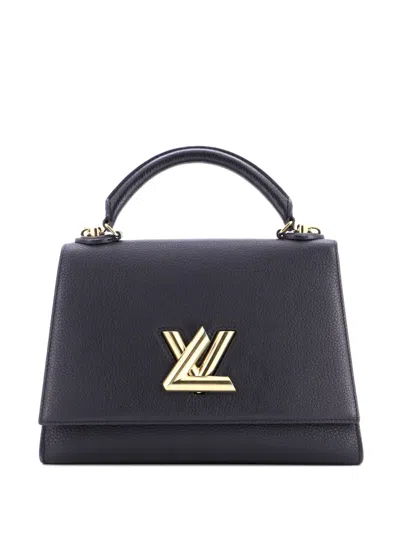 Pre-owned Louis Vuitton Twist One Handle Bag Taurillon Leather Mm Satchel In Black