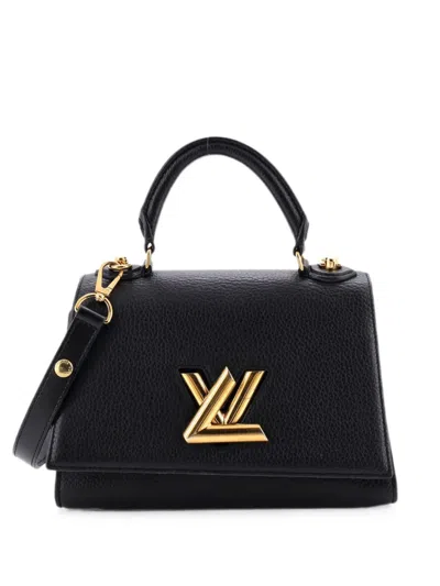 Pre-owned Louis Vuitton Twist One Handle Bag Taurillon Leather Pm Satchel In Black